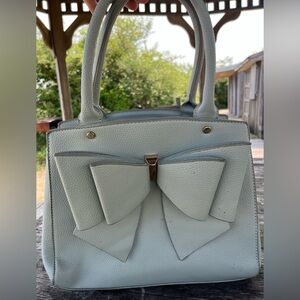 CROSSI BOW SHOULDER BAG, Elegant Bow Accent Handbag - powder blue